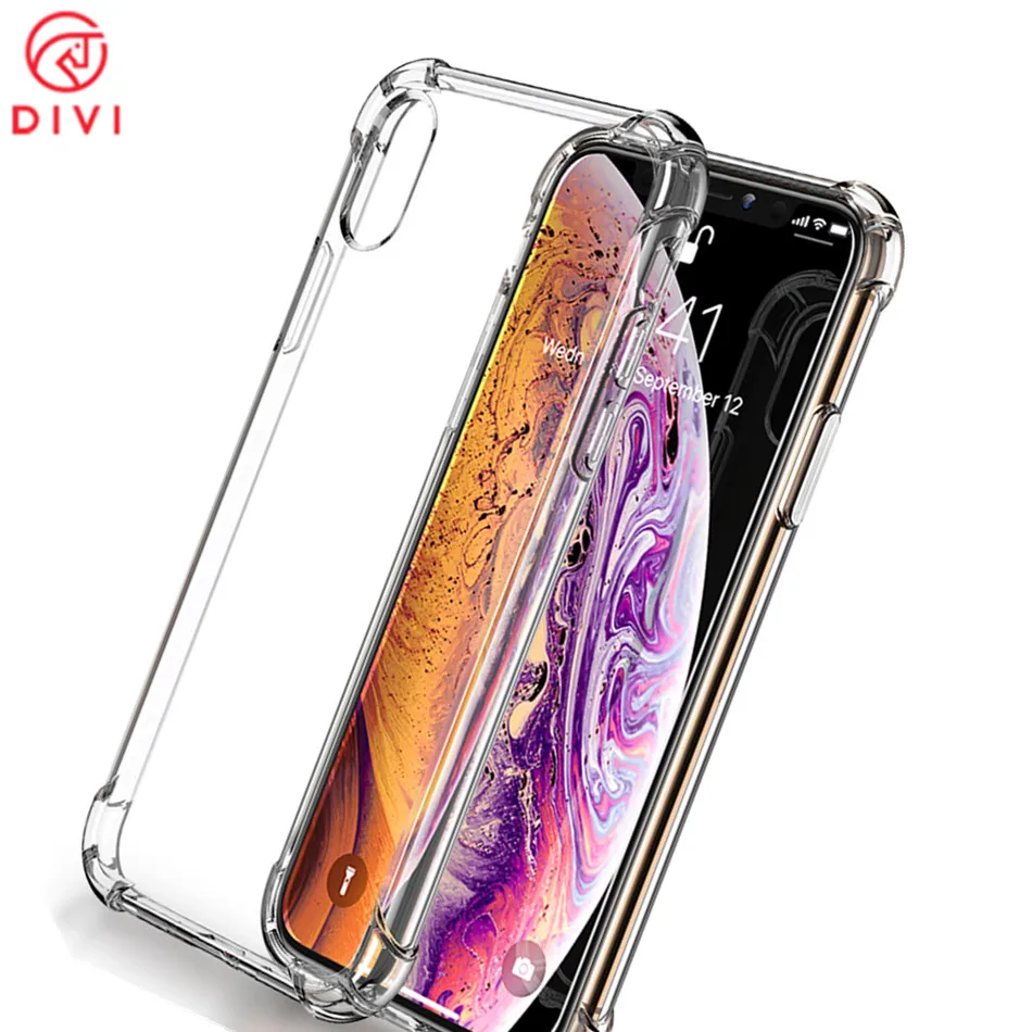 

DIVI For iPhone XS MaX Case Crystal Clear Soft TPU 4 Corners Protective Cover Full Protective Cover Case For iPhone XS Max