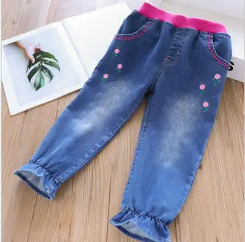 

2019 fall kids girl jeans pants fashion children trousers sweet kids clothing high-grade Children clothes baby denim pants