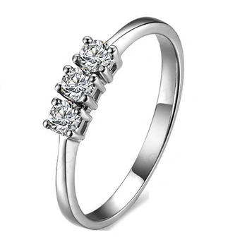 

Test Positive 0.3Ct Round Cut E-F Moissanite Ring Band 925 Sterling Silver Wedding Band Ring White Gold Color Jewelry