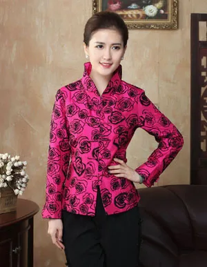 Новое поступление, Китайская традиционная Женская куртка с пуговицами и павлином, пальто, M L XL XXL 3XL 4XL, WNJT10014 - Цвет: plum