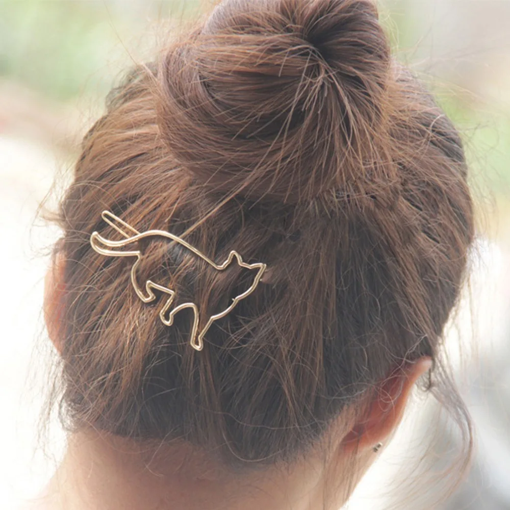 

New Lovely Zinc Alloy Silver Gold Cat Shape Women Girls Hair Clip Clamp Fashion Jewelry Hair Accessories