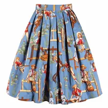 Настроить новые летние женские Юбки для женщин геометрический принт Винтаж Для женщин все-матч колен-Длина Повседневное трапециевидной формы Юбки для женщин плюс Размеры