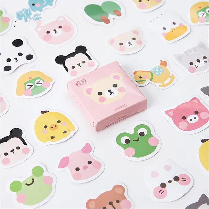 

Ayron 45 pcs/pack Cute animals Shame face Label Stickers Set Decorative Stationery Craft Stickers Scrapbooking DIY Stick Label