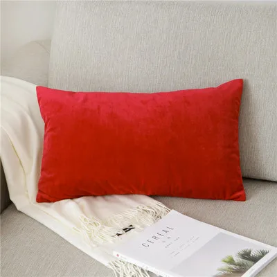 Прямая поставка, бархатная наволочка для подушки, белый, розовый, серый, синий, кофейный, мягкая домашняя декоративная наволочка, 30x50 см/40x60 см, Lumble - Цвет: rose red