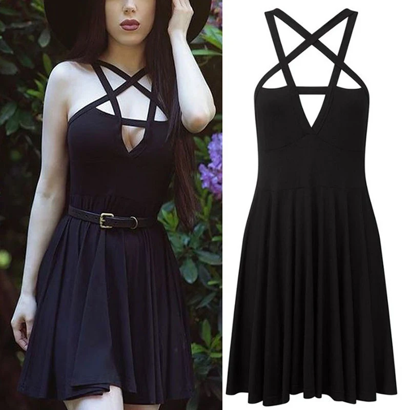 Summer Fashion Women Dress Gothic Vintage Romantic Casual Dress Without Belt Sexy Black Dress Nq816758 Summer Fashion Women Dress Gothic Vintage Romantic Casual Dress Without Belt Sexy Black Dress Nq816758