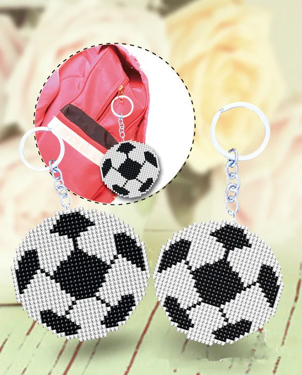 BC01 DIY Craft Stich Bead Cross Stitch Key Chain Accessories Stamped Needlework Embroidery Crafts Printed Cross-Stitching Kit