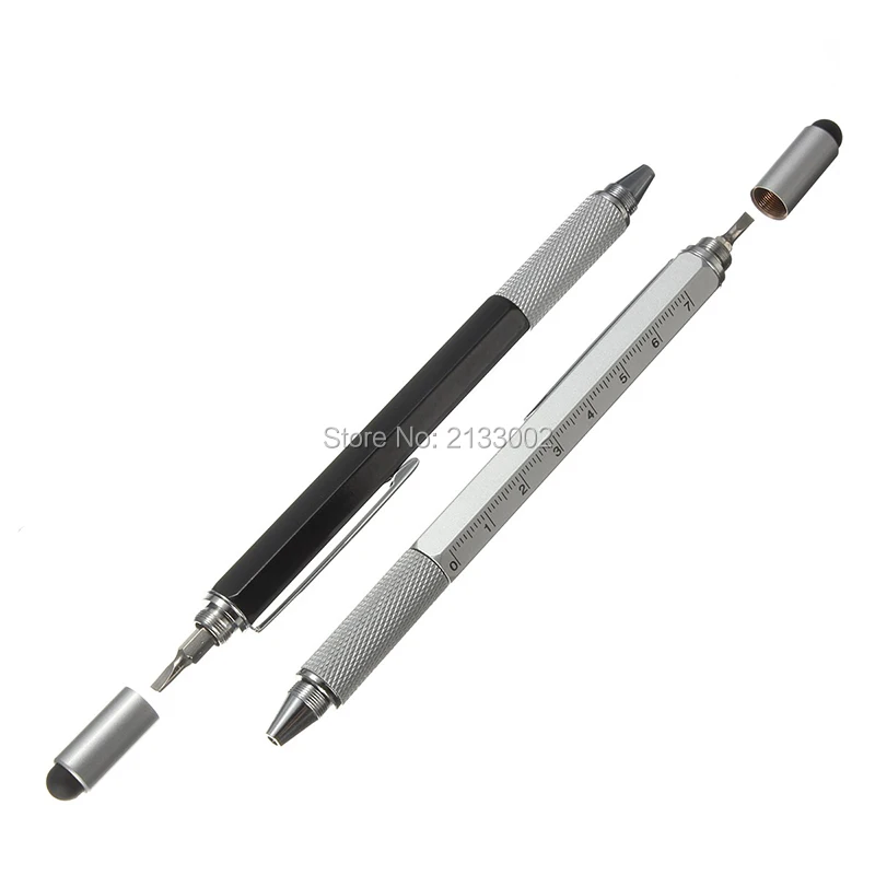 Шариковая ручка-отвертка линейка спиртовой уровень с верхней и шкалой стилус для сенсорного экрана металл и пластик многофункциональный инструмент ручка