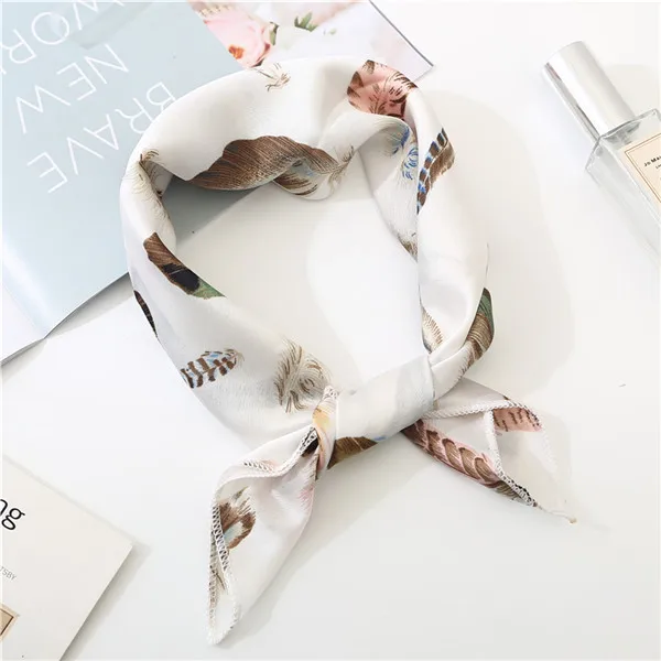 Новинка, женский шарф на весну и лето, шелковый шарф маленького размера, квадратный шейный платок для офиса, женские шарфы, весенние шали, 50*50 см - Цвет: FJ164 white