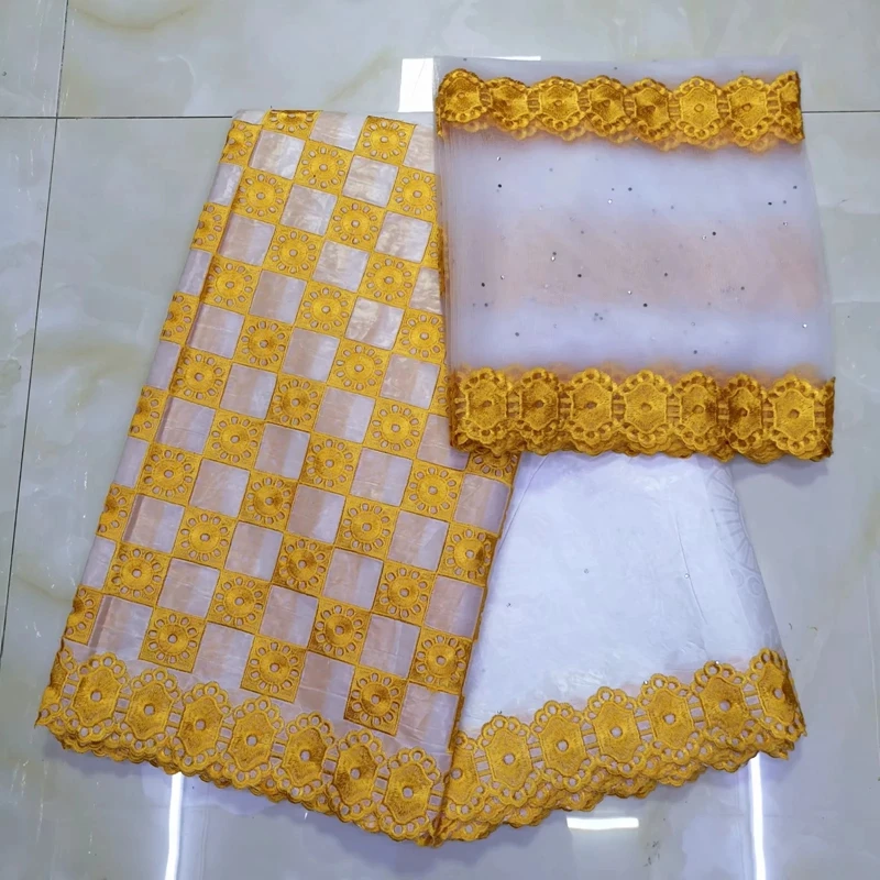 

2019 gold african diy fabric high quality embroidery African guinea brocade nigerian gele headtie 5+2yards/lot 78852