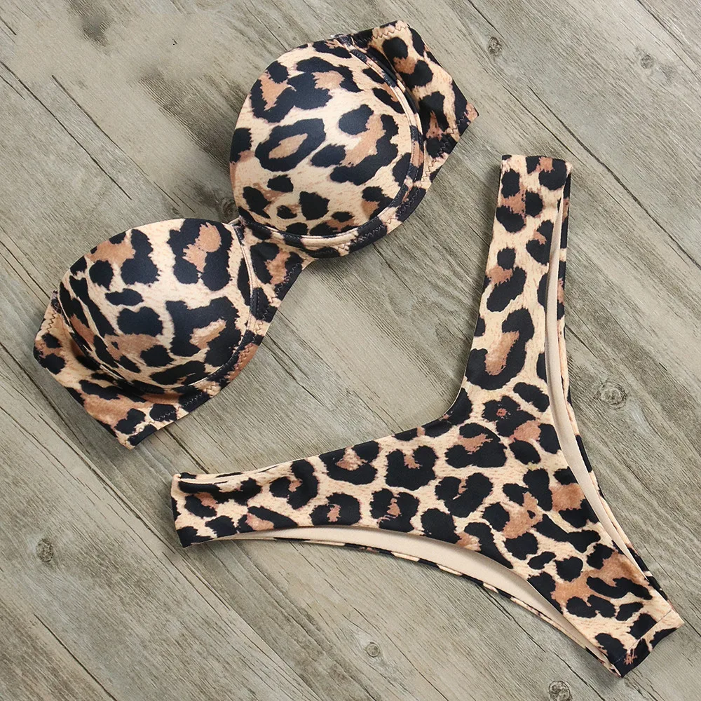 

Bikini Women Swimsuit Bikinis Set 2019 Leopard Low Waist Thong Bikini Push Up Bathing Suit Brazilian Summer Beach Swimwear
