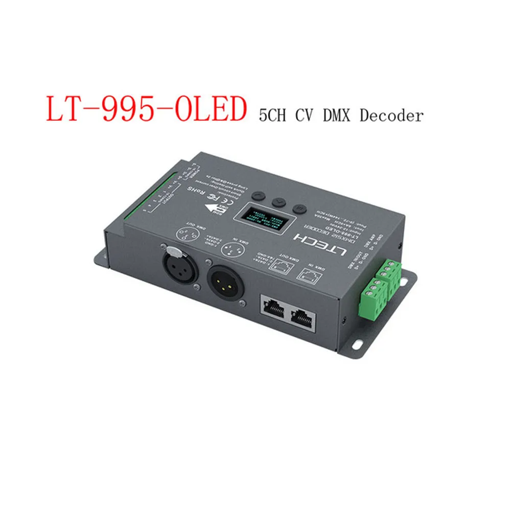 

LTECH LT-995-OLED 5CH CV DMX512/RDM Decoder Input 12-24Vdc