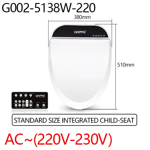 GAPPO 220V умное сиденье для унитаза, электрическое биде "умное" сиденье для унитаза, чехол для унитаза, умный массажный уход для ребенка, женщины - Цвет: G002-5138W-220v
