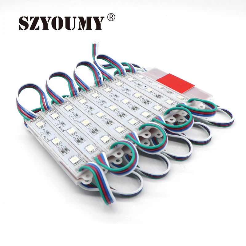 SZYOUMY 3 светодиодный 5050SMD RGB Водонепроницаемый светодиодный 5050 модуль 3 светодиодный s DC 12 V IP65 с поверхностным монтажом, с чипом на открытом