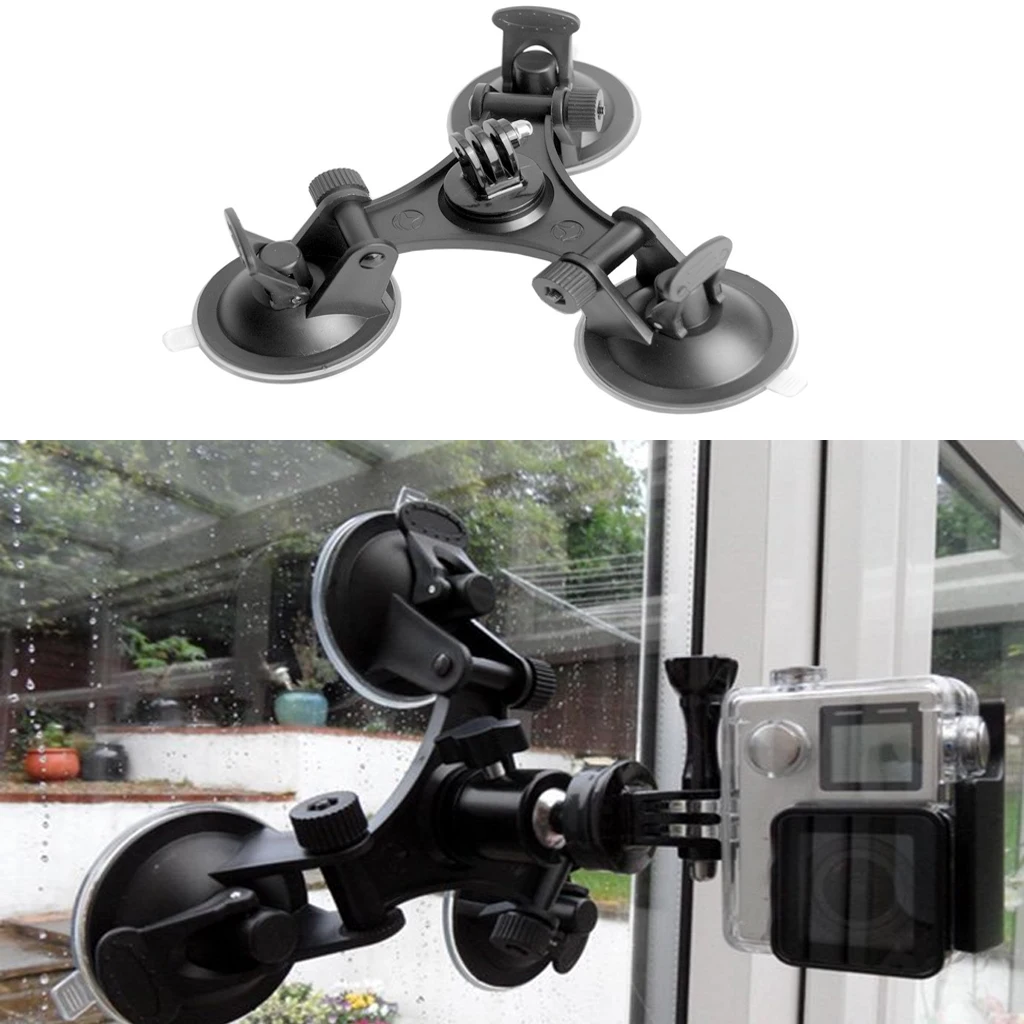 Triple Cup DSLR Camera Suction Mount Window Car for GoPro Hero 5 / 4/3