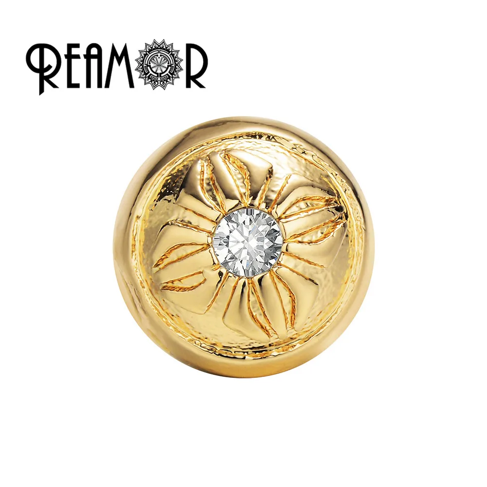 

REAMOR Fashion DIY Round Lucky Four-leaf Clover CZ Flower Bead For Jewelry making Gold Black Spacer Copper Bead Bracelet Finding