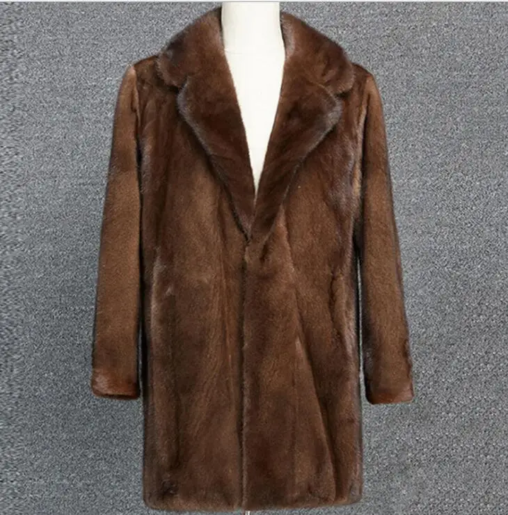 

Autumn faux mink leather jacket mens winter thicken warm fur leather coat men slim jackets jaqueta de couro fashion brown S - 6X