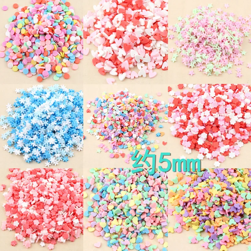 

5MM Star heart Soft ceramics polymer clay charms simulation decorative mini candy beads snowflake round DIY jewelry accessories