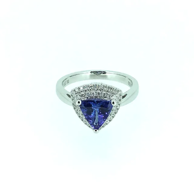 Ani 18k White Gold Au750 Women Wedding Ring Certified 1 348 Ct Ani 18k White Gold Au750 Women Wedding Ring Certified 1 348 Ct Triangle Cut Tanzanite