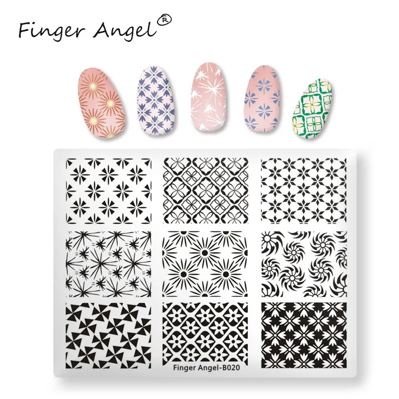 Finger Angel 1PCS Nail Art Stamping Plates Flower Pattern Image Plate Hot Sales Rectangle Printing Template Mix Designs