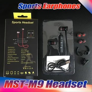 

10PCS/Lot High Quality MST-M9 Magnet Metal Sports wireless earphones Bluetooth 4.1 Waterproof Sweat-proof Running GYM with box