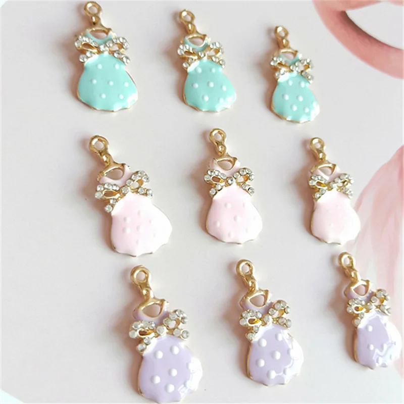

50pcs Crystal Baby Dress Pendant Rhinestone Applique Flatback Metal Accessories Garment Zipper Hairpin Headwear Decoration