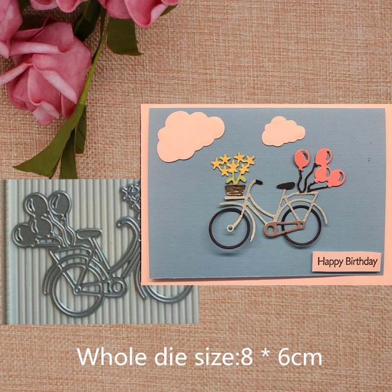 

Romantic Metal Cutting Dies for Scrapbooking DIY Card Stencil Craft Dies Card Bicycle DIY 8*6cm 2019 New