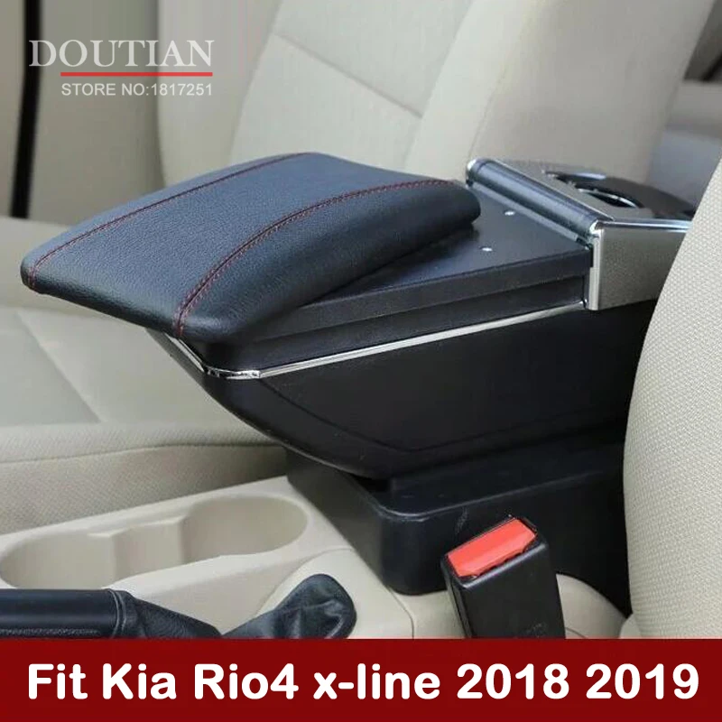 

For KIA Rio 4 Rio x line 2017 2018 2019 Armrest Box Central Store Content Box With Cup Holder Products Interior Car Accessories