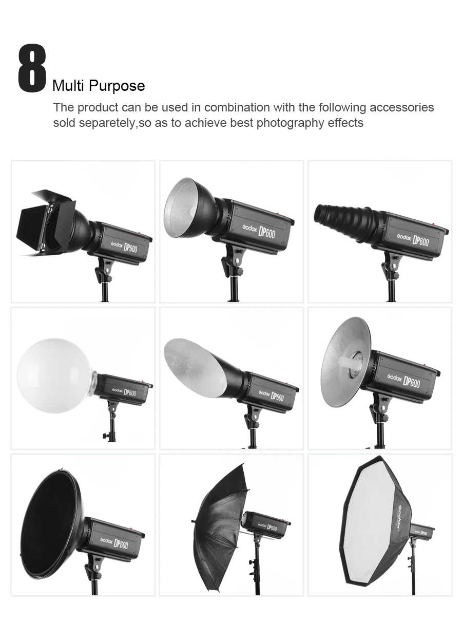 Godox DP600 600WS Pro Фотография Строб flash studio свет лампы Глава(Bowens гора