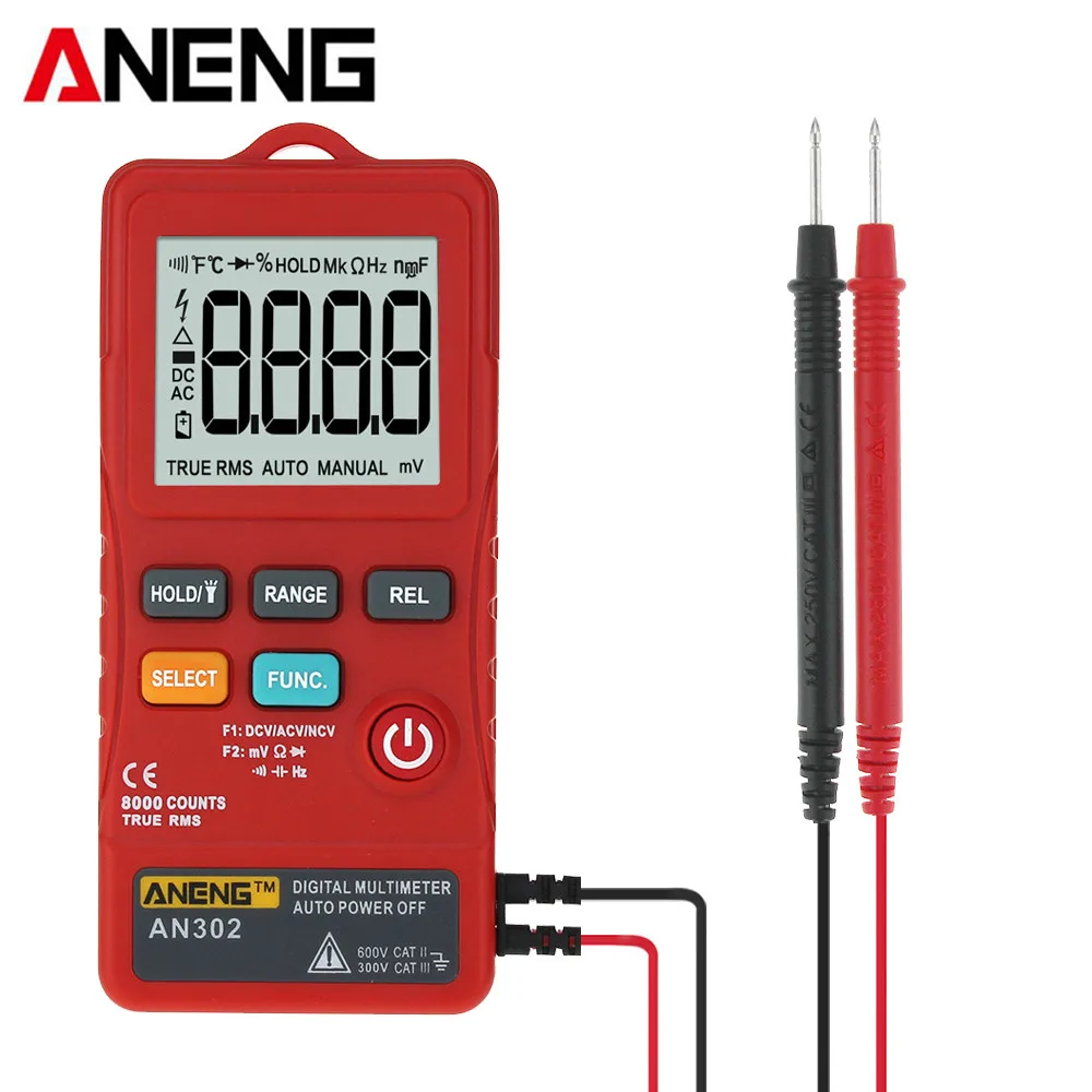 ANENG AN302 Portable Digital Multimeter Slim Card Type 8000 Counts AC