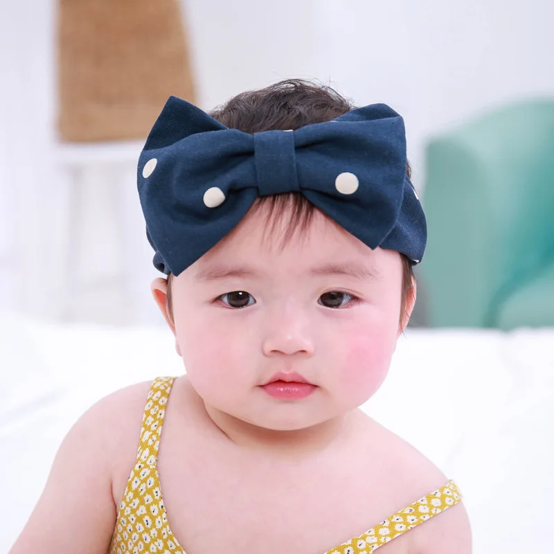 

Hot 2018 New Infant Baby Girls Elastic Wave Point Bowknot Hairband Headwear Accessories Phtography Props