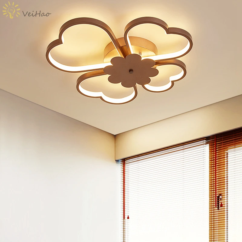 

VEIHAO New led chandelier living room bedroom children's room home modern Led ceiling chandelier lighting white or Coffee Color
