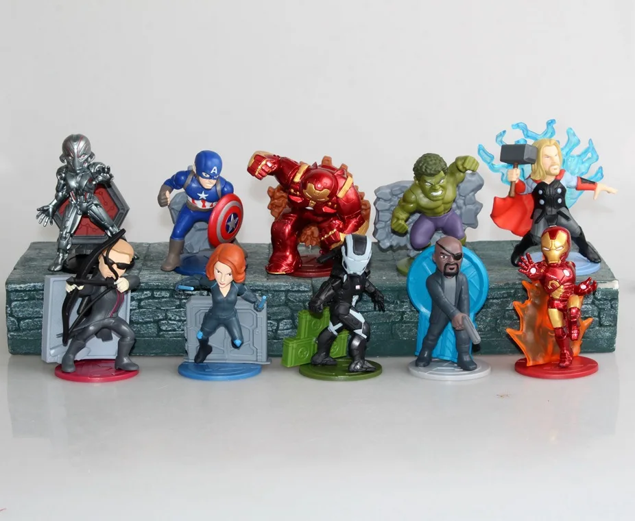 

NEW 10PCS/set 9cm Super hero avengers 2 Age of Ultron Iron man hulk thor Hulkbuster Captain action figure toys