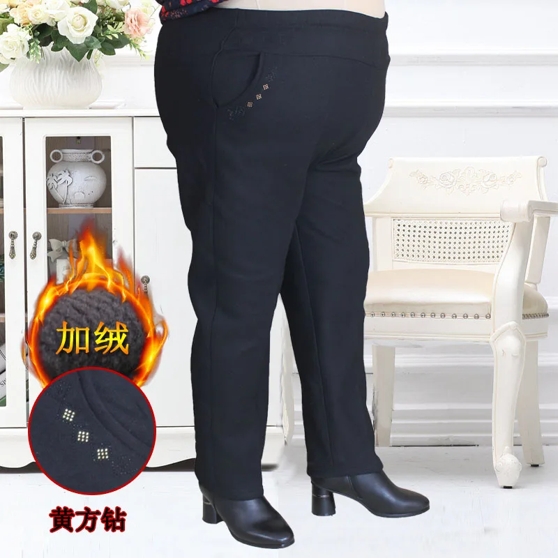 

Pluse size 5XL -9XL Middle-aged and old fat mother pants 200 kg elastic waist new plus velvet pants PJRZK