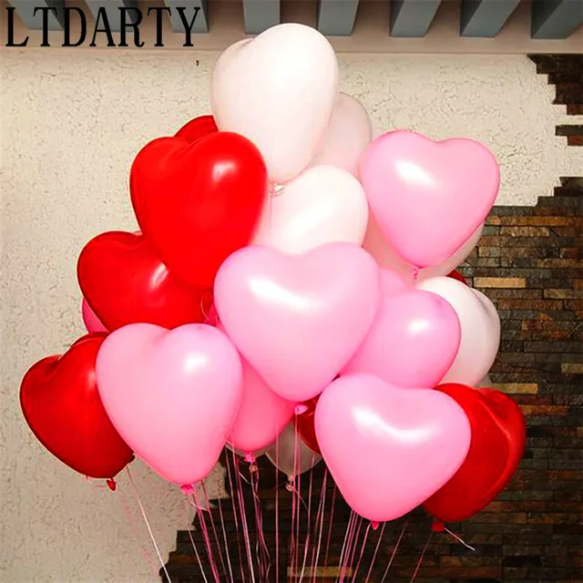 20pcs/lot 2.2g Pink White Red Love Latex Balloons Heart Shaped Thickening Pearl Balloons Wedding Supplies Birthday Party Decor