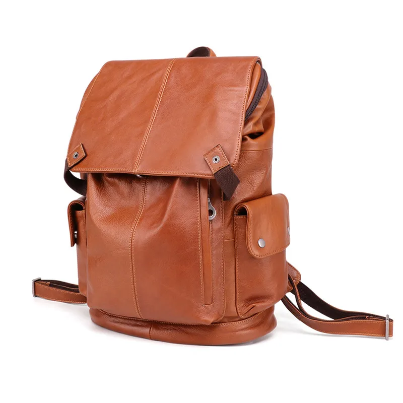 

Nesitu High Quality Vintage Large Brown Genuine Leather 14'' Laptop Women Men Backpack Female Male Travel Bags M6437