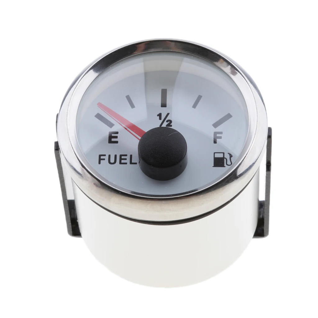 1 Set 2 inch 12V Car Fuel Level Gauge Car Meter with Fuel Float Sensor E-1/2-F Pointer Fuel Tank White  Rim Automotive Gauges