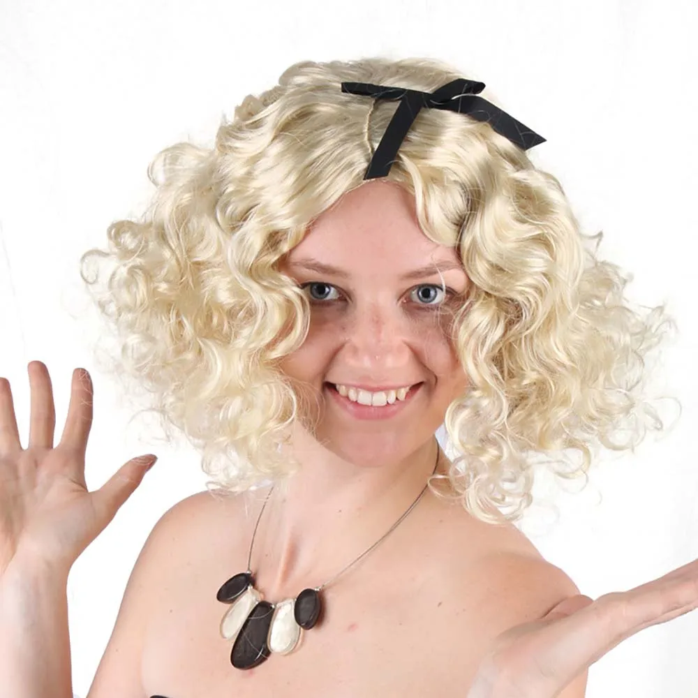 Ladies 80s Material Girl Madonna Blonde Hair Marilyn Monroe Short