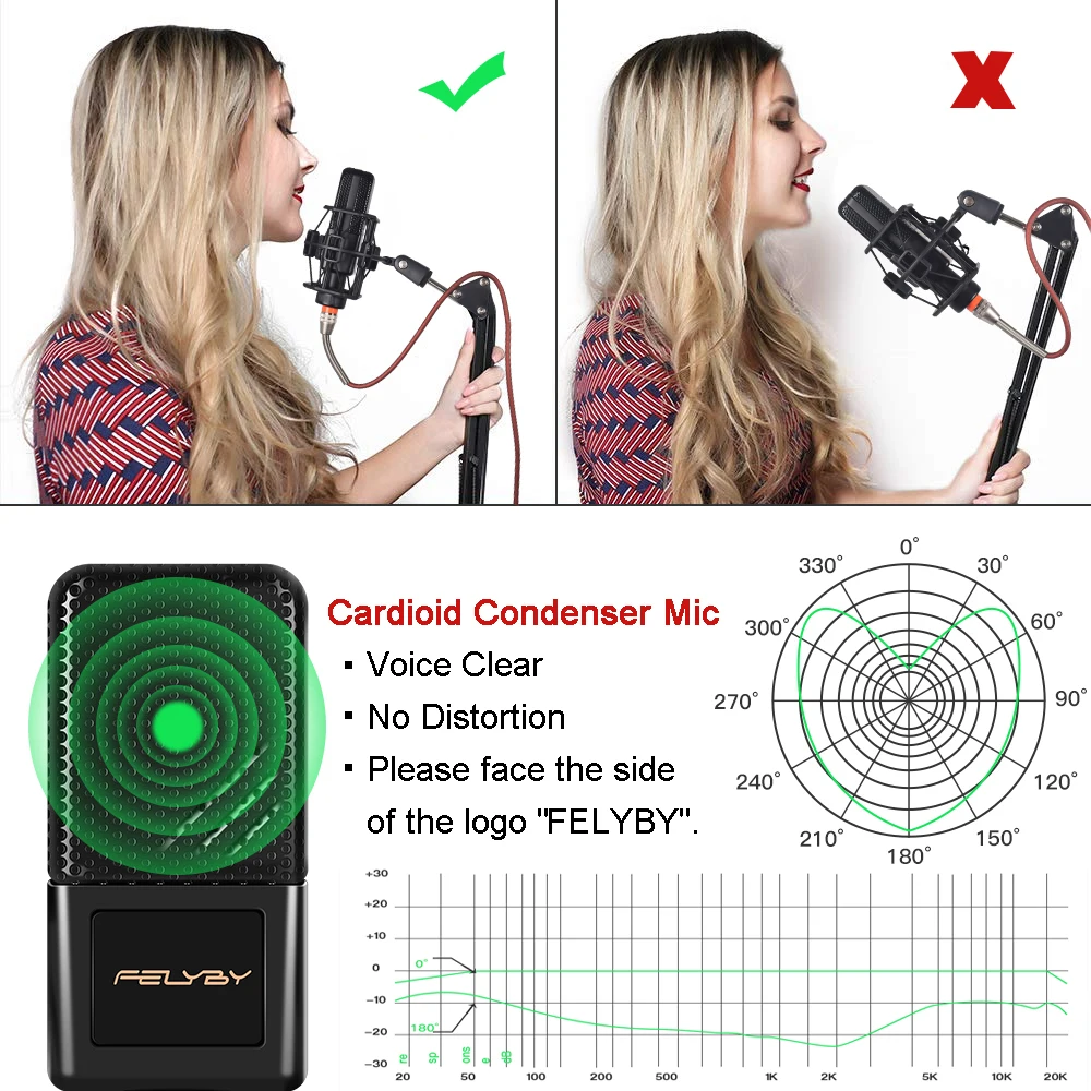 FELYBY BM1000 аудио Студия конденсаторный микрофон для караоке для компьютера/ноутбука/телефона bm 800 Модернизированный микрофон с ударным креплением
