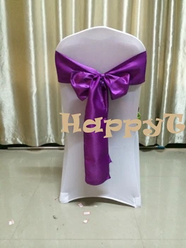

200Pcs Purple Wedding Decorations Satin Fabric Chair Sashes for Banquet Chair Ribbon,Wedding Favor Chair Sashes