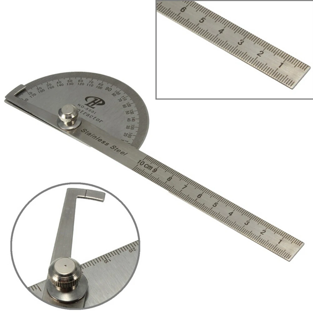 Профессиональные 0-180 градусов транспортир из нержавеющей стали круглая головка 10 см линейка измерительные и измерительные инструменты