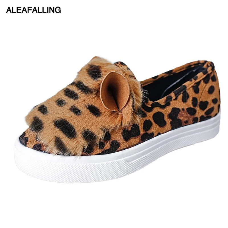

Aleafalling Flat Women Shoes Soft Bottom Rabbit Ears Shoes Breathable Pu Leather Zapatos Mujer Girl's Slip On Shoes FL61