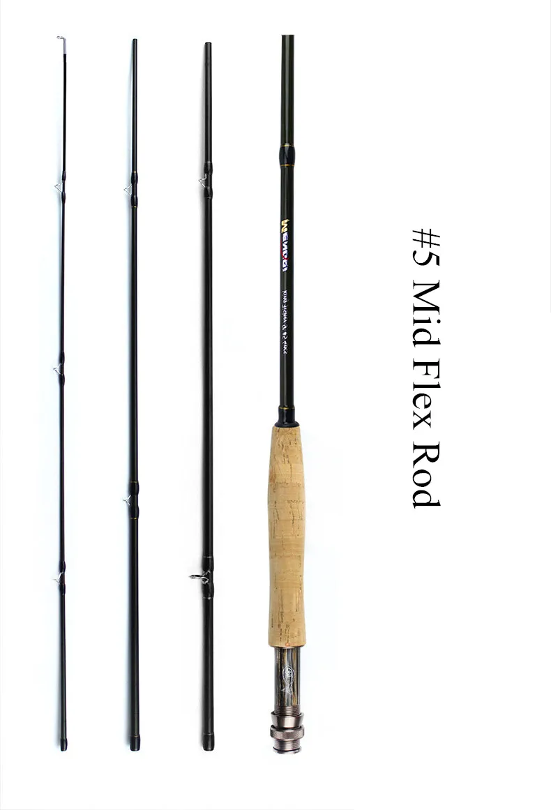 9ft Fly Fishing Rod 2.7M 4 Section Fly Fishing Rod Line Weight 5#6# Soft Cork Handle Mid Flex Rod Fishing Rod Tackle (2)