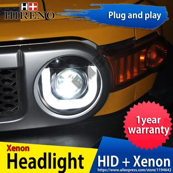 

Hireno Headlamp for 2007-2014 Toyota FJ Cruiser Headlight Headlight Assembly LED DRL Angel Lens Double Beam HID Xenon 2pcs