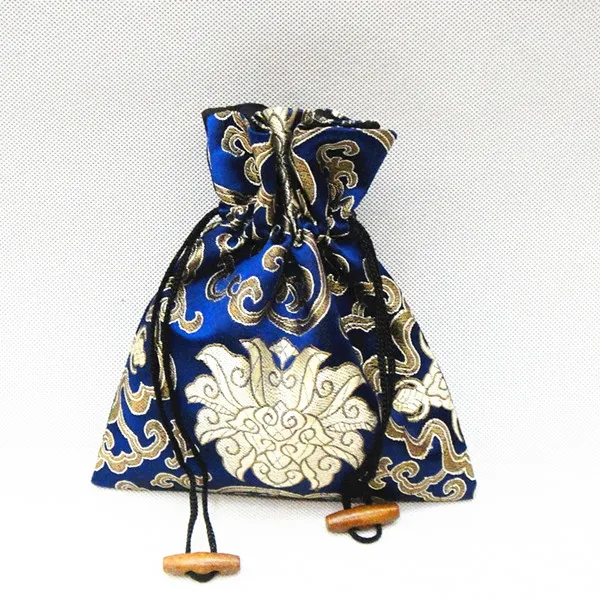 

High End Floral Fabric Gift Bag Candy Tea Bag Wedding Silk Brocade Bag Large Jewelry Drawstring Bags Cosmetic Pouch 3pcs/lot