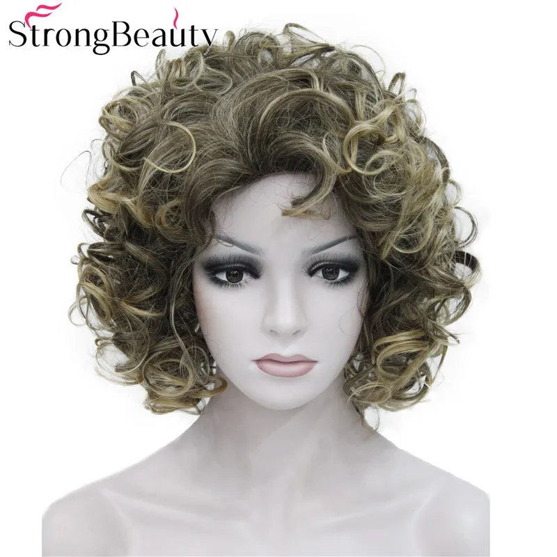

StrongBeauty Short Curly Wig Synthetic Hair Medium Wigs Capless Women Wig