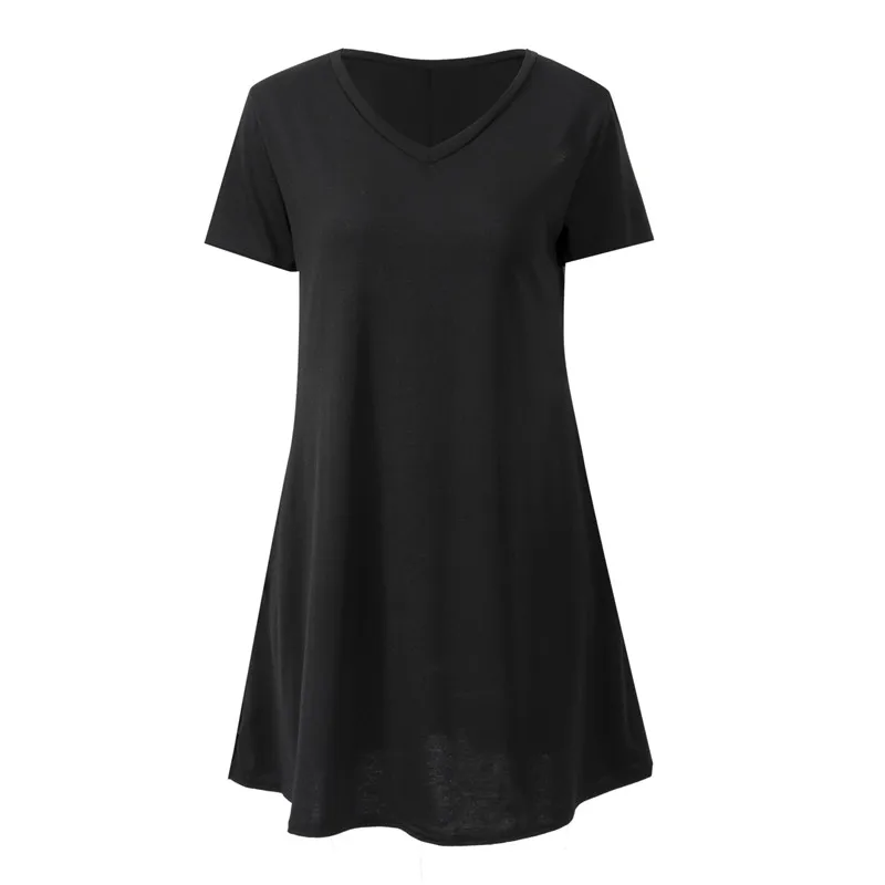 

2017 Summer Casual Loose Dress Women Simple Solid T Shirt Dresses for Women Knee Length Plus Size Casual Dress drop shipping