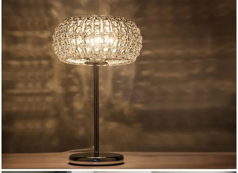 Современные хрустальные Настольные лампы для Гостиная Спальня гладить Chrome абажуры прикроватной тумбочке Дизайн стол свет g9 110-220 В
