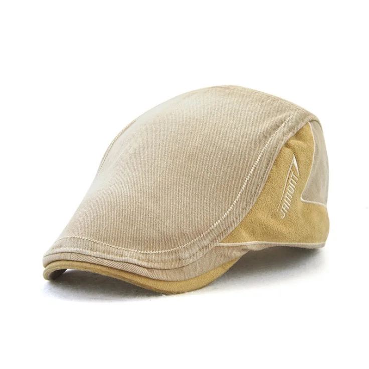 [JAMONT] мужские береты кепки хлопковые шапки для мужчин козырьки повседневные кепки от солнца колпачки Planas плоские кепки s регулируемые - Цвет: Бежевый