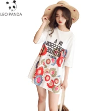 Летняя женская футболка с коротким рукавом и милым принтом, новинка, плюс размер, свободная женская футболка с круглым вырезом, повседневные топы LX104