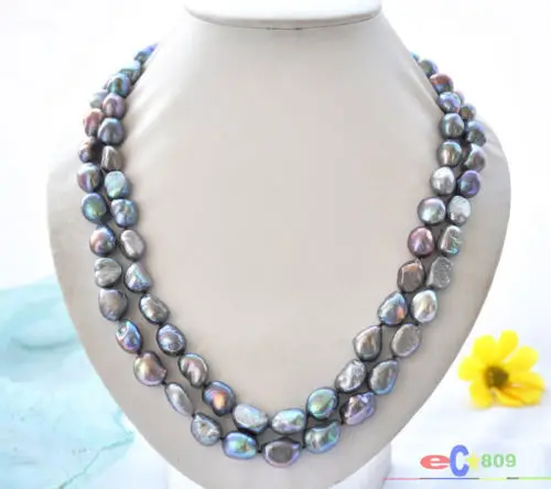 

song voge gem nanJ0335 peacock black baroque freshwater pearl necklace